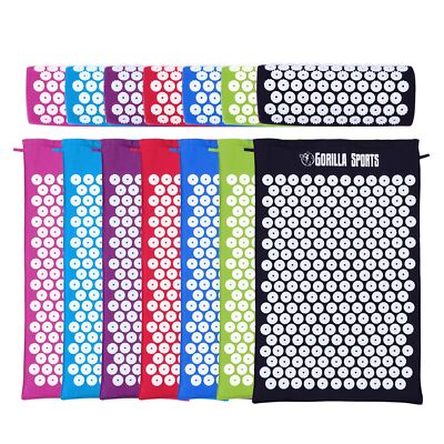 GORILLA SPORTS  Akupressurmatte Akupressur Set Massagematte & Kissen Nagelmatte