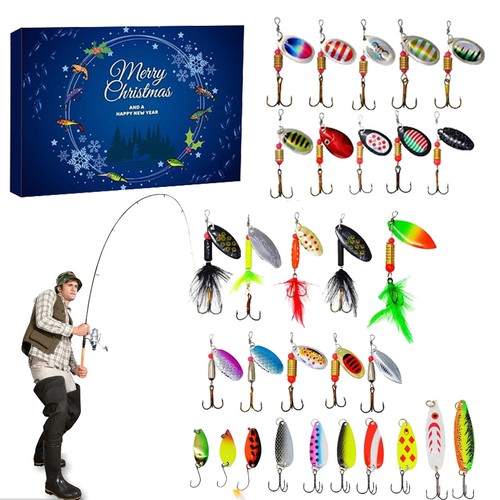 24pcs Fishing Christmas Advent Calendar Gift Box Count Down Tackle For Fishers - Picture 5 of 9