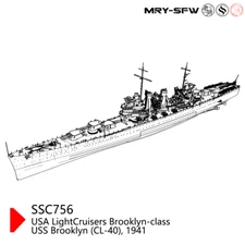 1/600 Model Kit USA Light Cruisers Brooklyn-Class, USS Brooklyn (CL-40), 1941