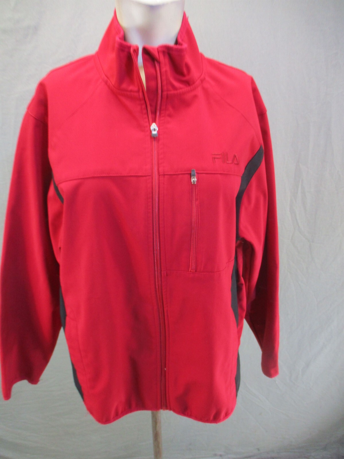 Giacca atletica da uomo rossa FILA taglia M con supporto cerniera intera colletto cerniera anteriore 928
