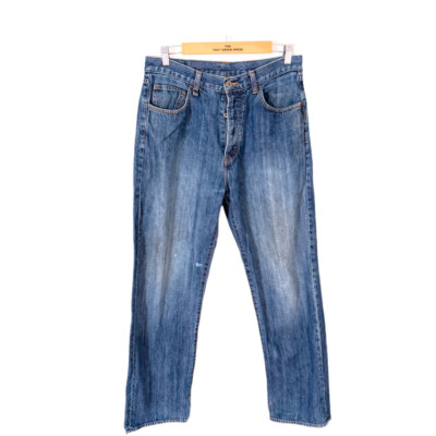 Herren Boxfresh Jeans 32L Größe W32 L32,5 Blau Denim Straight Leg mit Logo hinten
