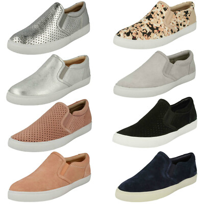 LADIES CLARKS FLAT PERFORATED CASUAL TRAINER SUEDE