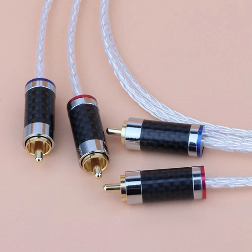 Pair OCC Single Crystal Silver Plated RCA Hi-end Audio Interconnect Signal Wire - Picture 3 of 6
