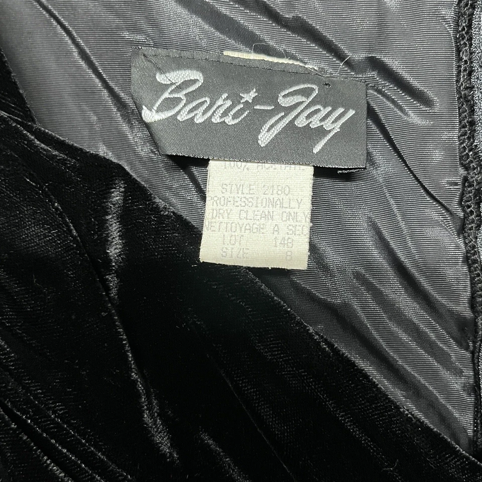 Vestido DE COLECCIÓN BARI JAY Plisado Acanalado Mujer 8 Negro Hombro Descubierto Terciopelo 2622 Foto 4 de 4