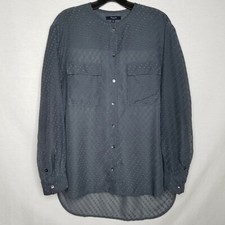 Madewell Women's Button Down Blouse Gray Sheer Polka Dot L/S Size Medium W425P