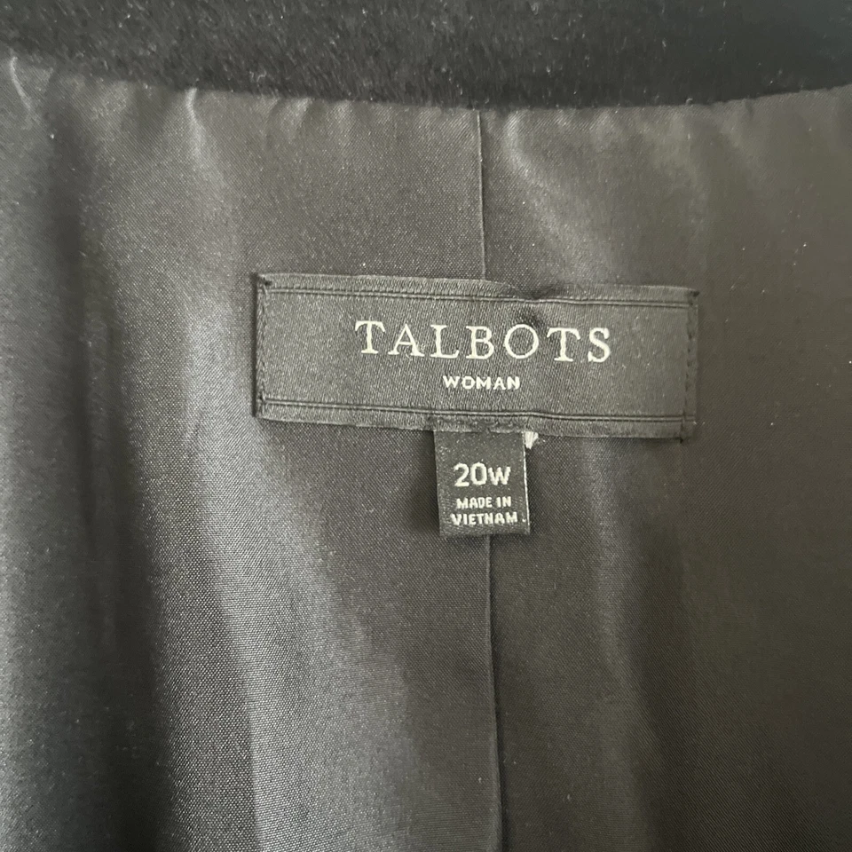 Chaqueta Blazer Clásica Terciopelo Negro Talbots Plus 20W Oficina Cápsula Fiesta Algodón Foto 4 de 4
