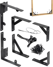 Heavy Duty Fence Gate Kit, Gate Corner Brace Bracket with a Self-Locking Gate La