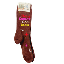 Sock Blue Q Crew Women Boy Here Comes Cool Mom Mother Mommy Mum Stars NWT NEW