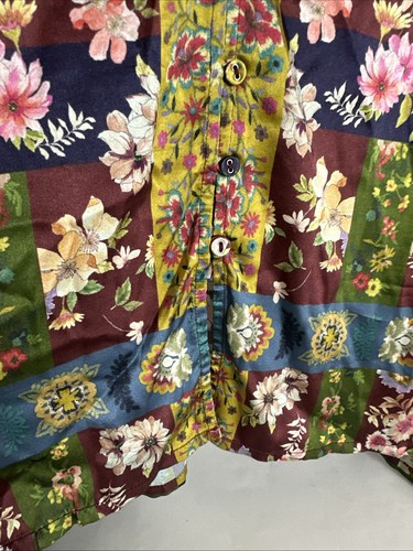 Johnny Was Laurie Milan Blouse print silk vintage boho plus size peasant 2XL - Bild 10 von 13