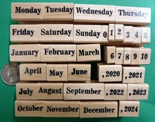 Months, Days, Dates & Years Rubber Stamp Set, sized for Journals