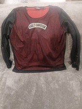 Harley Davidson Shirt Women's Fish Net Racey Mesh Maroon & Black Sz XL USA MADE