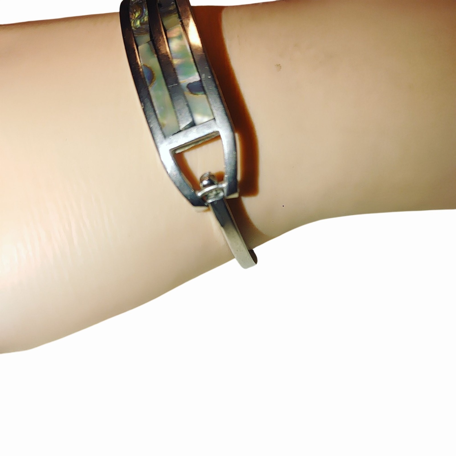 Double Row Bangle Bracelet Abalone Shell Vintage … - image 13