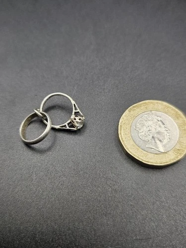 Vintage Sterling silver engagement and wedding ring Charm/Pendant 1.28g