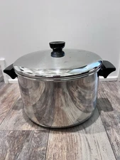 Vintage Revere Ware 6 qt Stock Pot w/ lid, Stainless Steel Bottom Clinton Ill 83