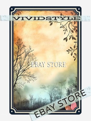 Pastel Forest Metal Tin Sign Peach Sky living room garage