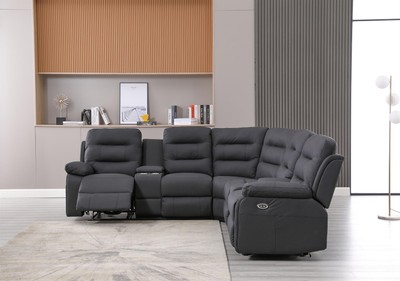 Modern Reclining Sectional Sofa with Cup Holders and Storage