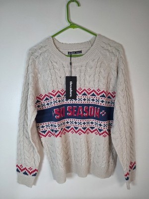 Threadbare Womens Ski Season Cable Knit Sweater NWT Cream Winter Patterned XS  