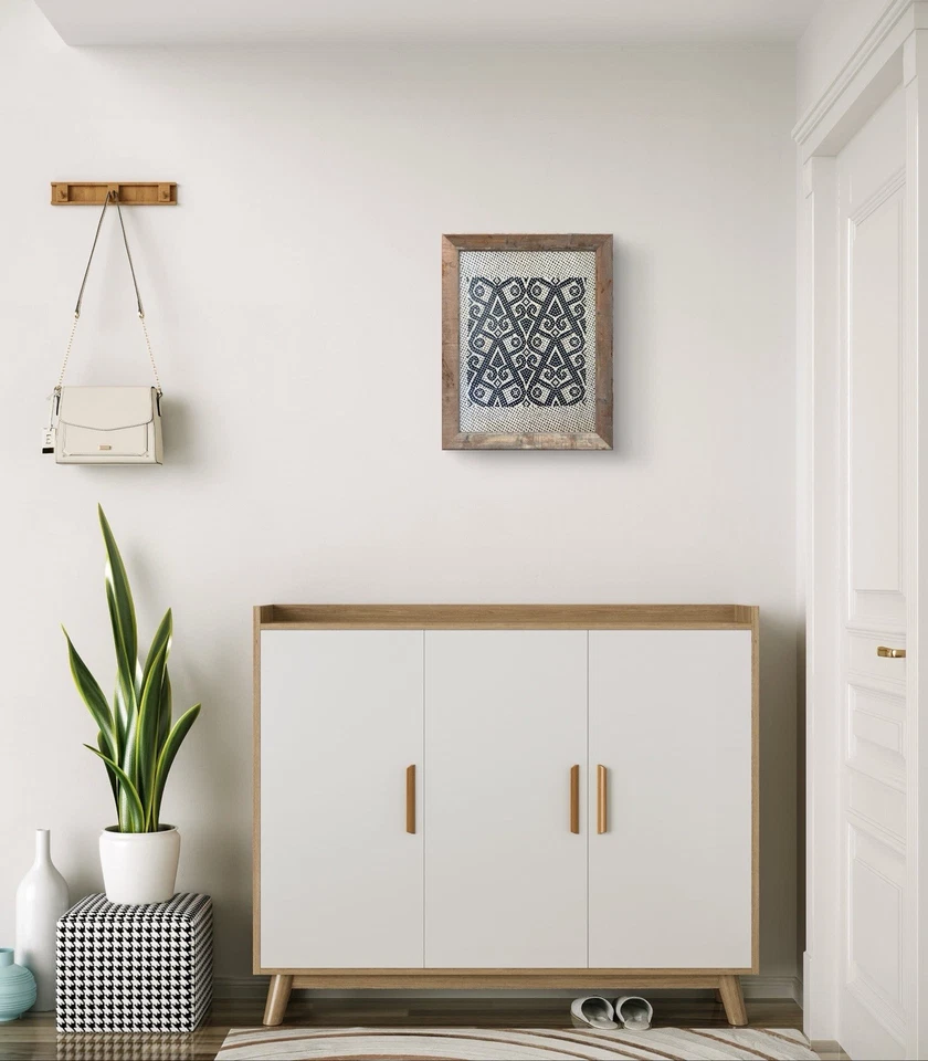 Handwoven Bamboo Wall Art Traditional Weaving Pattern NO Frame Eco-Friendly Deco - Image 3 of 4