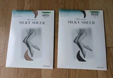 JC Penney Sheer Caress Silky Sheer Pantyhose Average Oatmeal Gray Control Top