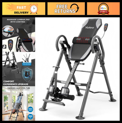 Inversion Table for Back Pain Relief - Heat & Massage Lumbar Pad, 300 lbs Capaci