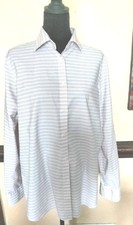 Women's Tailored Shirt XL Chaps Brand  Light Pink stripe No Iron Button Up