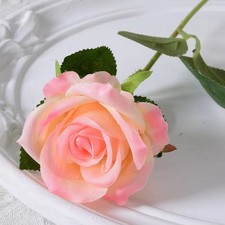 1pc Artificial Single Rose Bud with Stem Silk Flowers Fake Bouquet Wedding Party