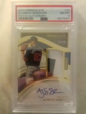 2023 Panini Immaculate Aj Smith-Shawver Jersey Patch Auto #72/99 PSA 8