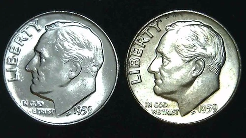 1959-P D  10C Roosevelt Dime (2  Coins) BU 90% Silver 26ctt0106-5