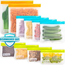 Reusable Storage Bags - 10 Pack BPA FREE Freezer Bags(2 Reusable Gallon Bags + 4