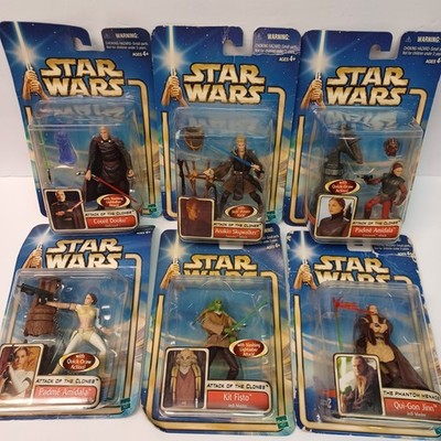 Star Wars Episode 2 AOTC Qui-Gon Anakin Padme Dooku Kit Fisto Lot Of 6 Box Damag