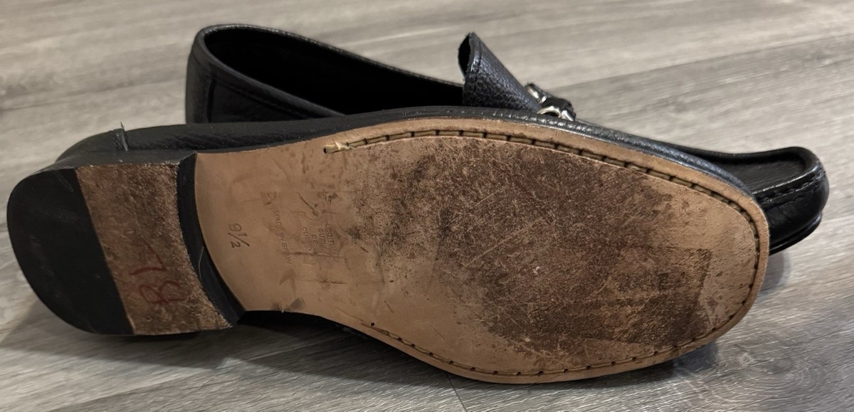 Sandro Moscoloni Malibu Black Pebbled Leather Bit Loafers Mens 10D Made in Spain Sandro Moscoloni Malibu Leather Horsebit Loafers Pebbled  main image 4