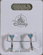 BRAND NEW DISNEY MICKEY MOUSE BLUE CUBIC ZIRCONIA HOOP EARRINGS