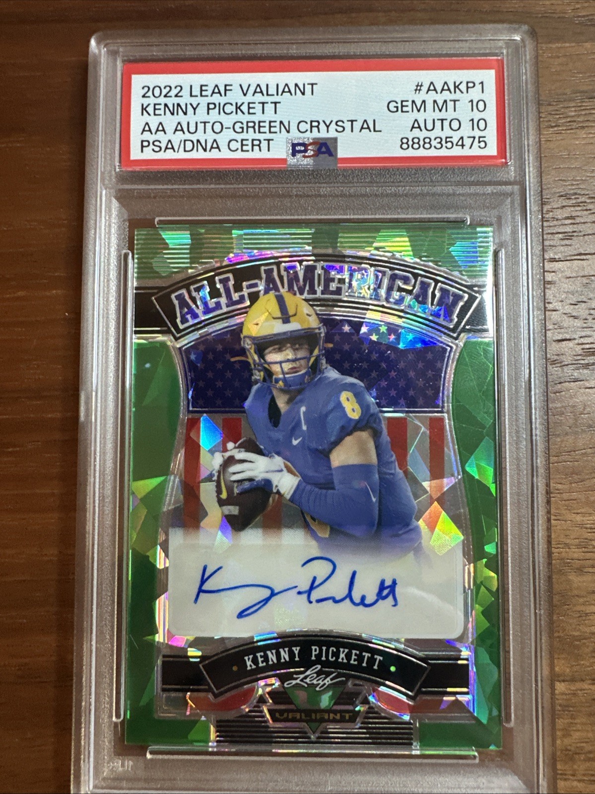 Kenny Pickett Leaf Valiant All-American Autographs #AAKP1 Green Crystal