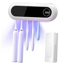 Toothbrush Holder  Timer Function, Cordless Wall White 5 Toothbrush Slots