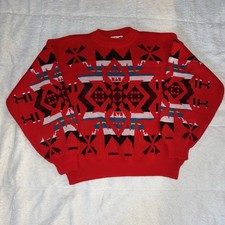 Vintage Bonjour Aztec Southwestern Style Sweatshirt Made In USA Sweater Sz L