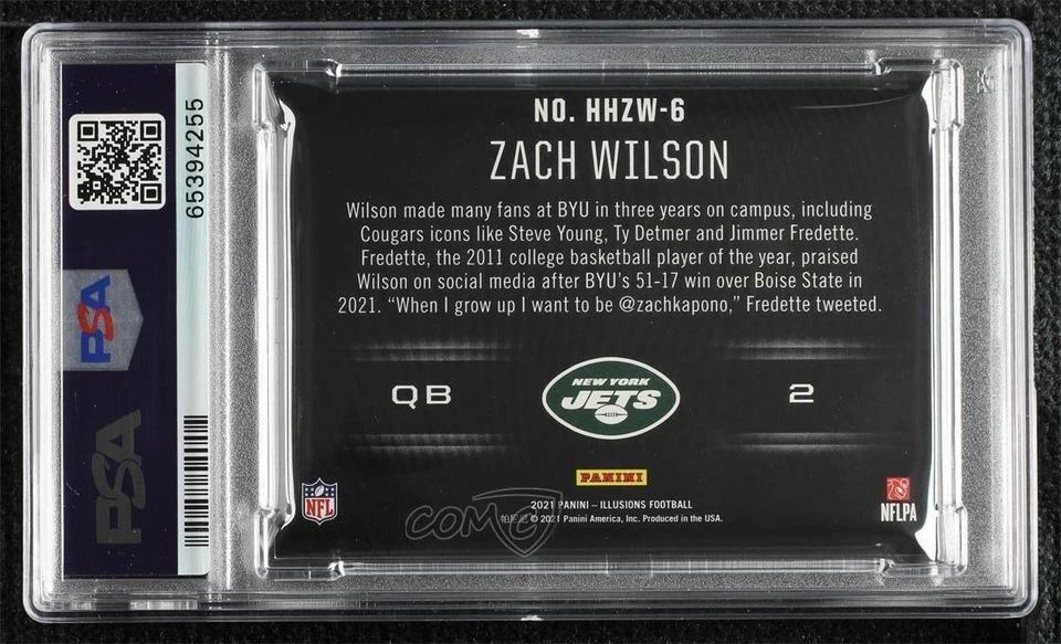 2021 Panini Illusions HoloHeroes Zach Wilson #HHZW-6 PSA 9 MINT Rookie RC - Image 2 of 2