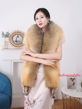 Women's Real Whole Pelt Fox Fur Shawl Scarf Cape Wrap Fur Collar Neck Warmer