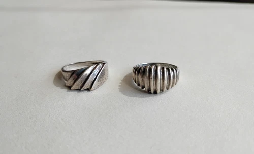2 Vintage Sterling Silver Men's Pinky Rings Both Stamped 925 Size both 7.25
