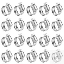 Hose Clamp, 20 Pack Stainless Steel Adjustable 6-12mm Size Range Worm Gear Fuel