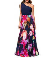 Xscape Printed One-Shoulder Gown MSRP $299