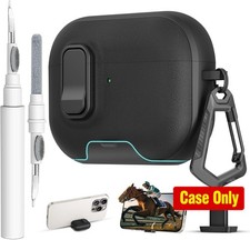 Durable Shockproof Cover for AirPods Pro 3 with Lock, TPU Leather Texture, Black