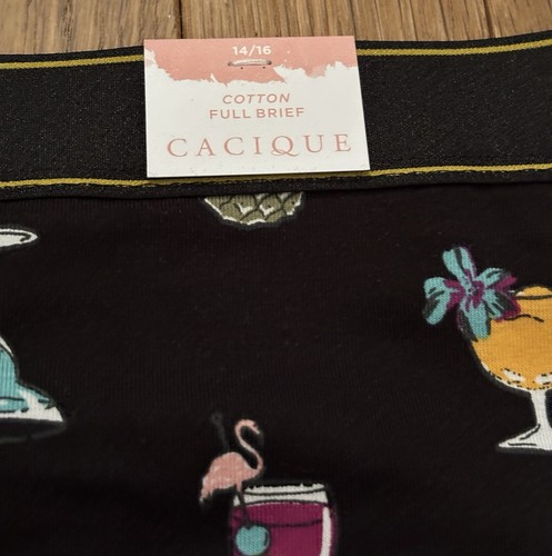 Plus Size 14/16 Lane Bryant Cacique Full Brief Cotton Panty Black Cocktail Wine - Picture 4 of 5