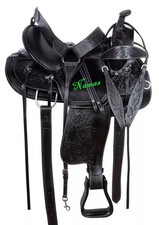 Western Horse Saddle Pleasure Trail Comfy Leather Tooled Tack Set SZ 15 16 17 18