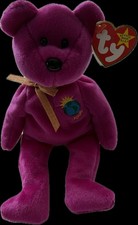 Ty Beanie Babies Millennium Plush Toy - Purple (Spelled "Millenium" on Tags)