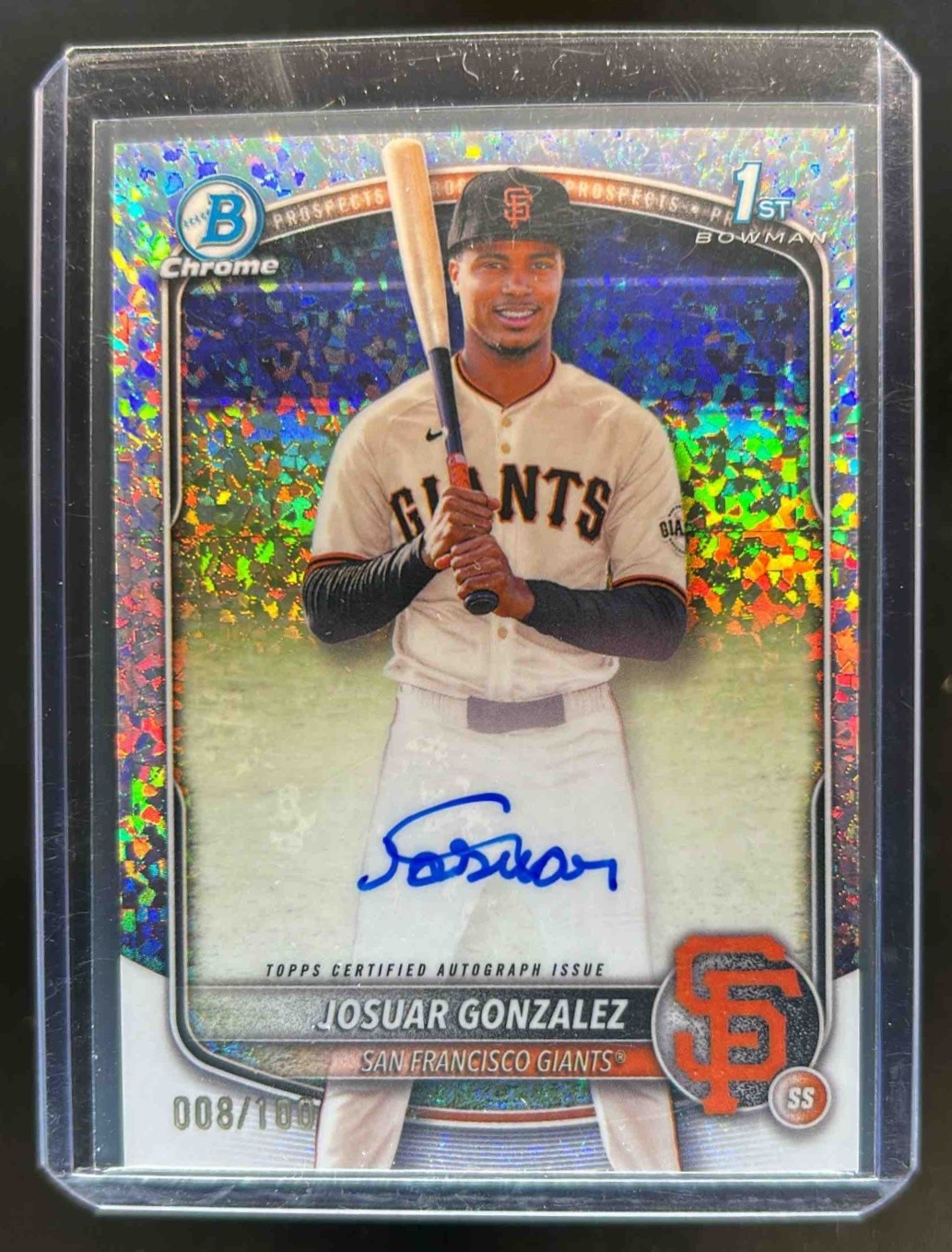 2025 Bowman Chrome Josuar Gonzalez Auto Mini Diamonds Refractor 1st #8/100