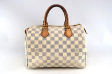 Echte Louis Vuitton Speedy 25 Handtasche Damier Azur Canvas N41534 LV 52991