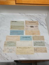 Lot of 15 Antique 1800s-1900s Check Stubs 