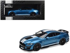 2022 Ford Mustang Shelby GT500 Blue Metallic with White Stripes 1/18