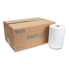 Morcon Paper Hardwound Roll Towels, 1-Ply, 10 x 800 ft, White, 6/CT