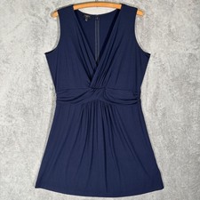 Talbots Woman Navy Blue Surplice V-Neck Sleeveless Ruched Knit Dress Plus 1X
